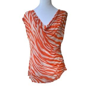 Michael‎ by Michael kors Sleeveless Orange Zebra Cowl Neck